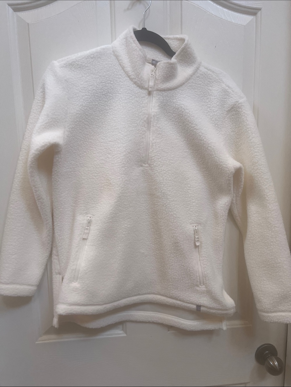 T by TALBOTS Sp Cream Half-Zip Fleece Pullover NWOT